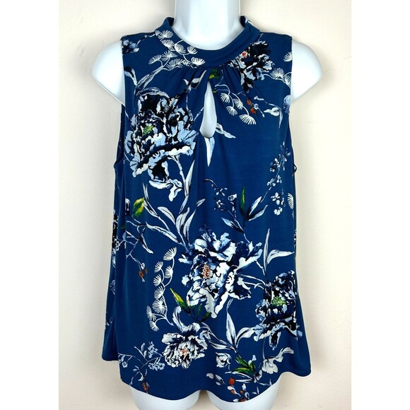 White House Black Market Tops - White House Black Market Blue WHBM Floral Sleeveless Top Size S